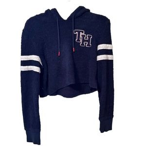 Tommy Hilfiger Fuzzy Cropped Hooded Sweater Size Small